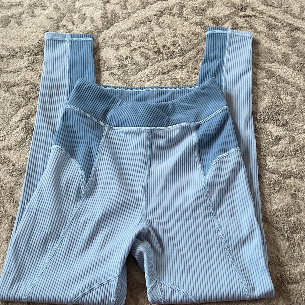 For Love And Lemons Blue Striped Leggings NWOT womens size XXS